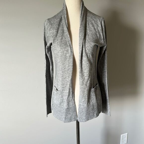 Banana Republic sz XS heathered grey wool blend open front cardigan - Picture 1 of 6